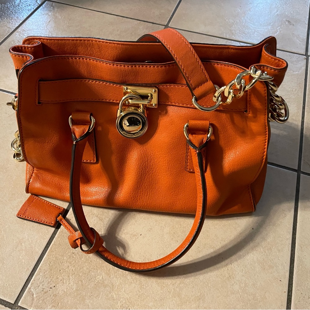 MICHAEL KORS Saffiano Leather Tote Bag Orange